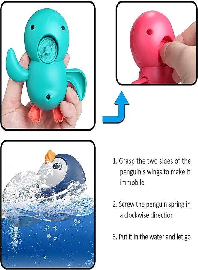TECH LOGO ELECTRONICS Swimming Turtle, Boat,Penguin Bath Toy,Wind Up Water Floating Toys,Bathtub Water Toys forToddlers Bathing Toys for Baby for 0-3 Years (Penguin, 1) - Image 5